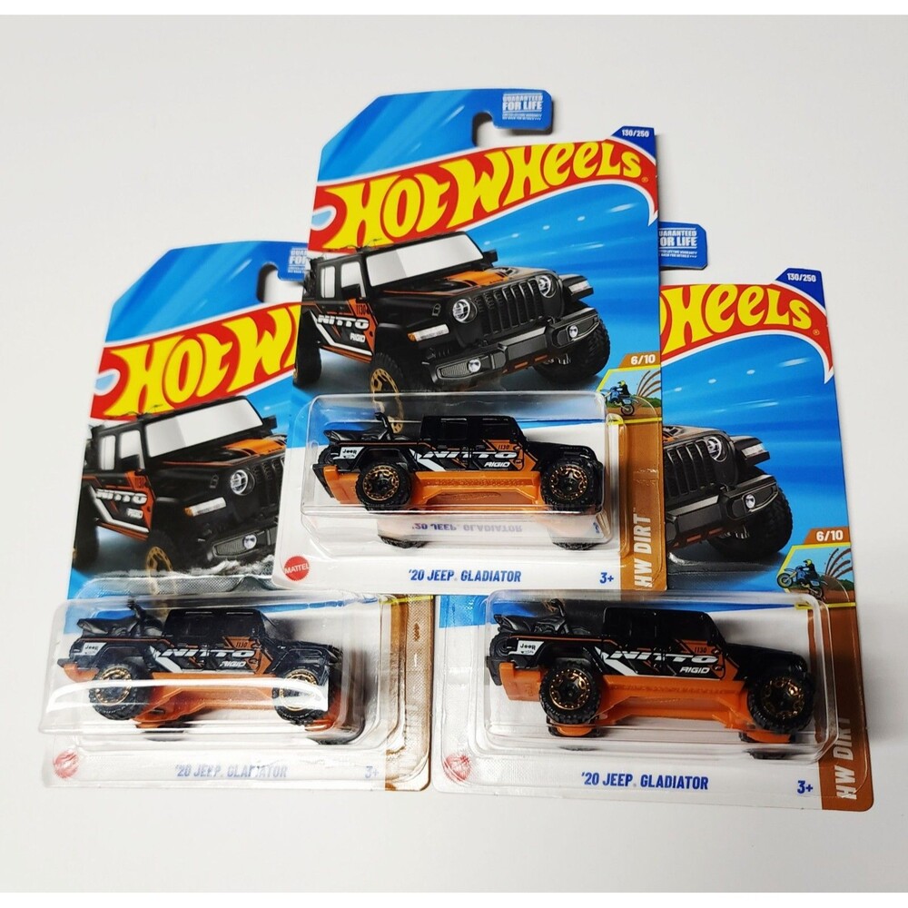 Lot Of 3 Hot Wheels 2020 Jeep Gladiator Pickup Truck Rubicon Sahara JT Rare